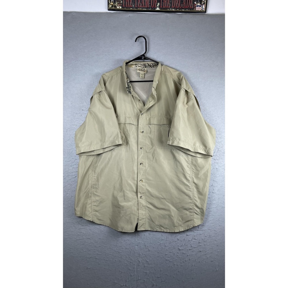 GameGuard Shirt Mens 3XL Beige Solid Short Sleeve Button Fishing Vented Casual